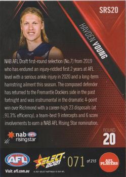2021 Select AFL Rising Star #SRS20 Hayden Young Back